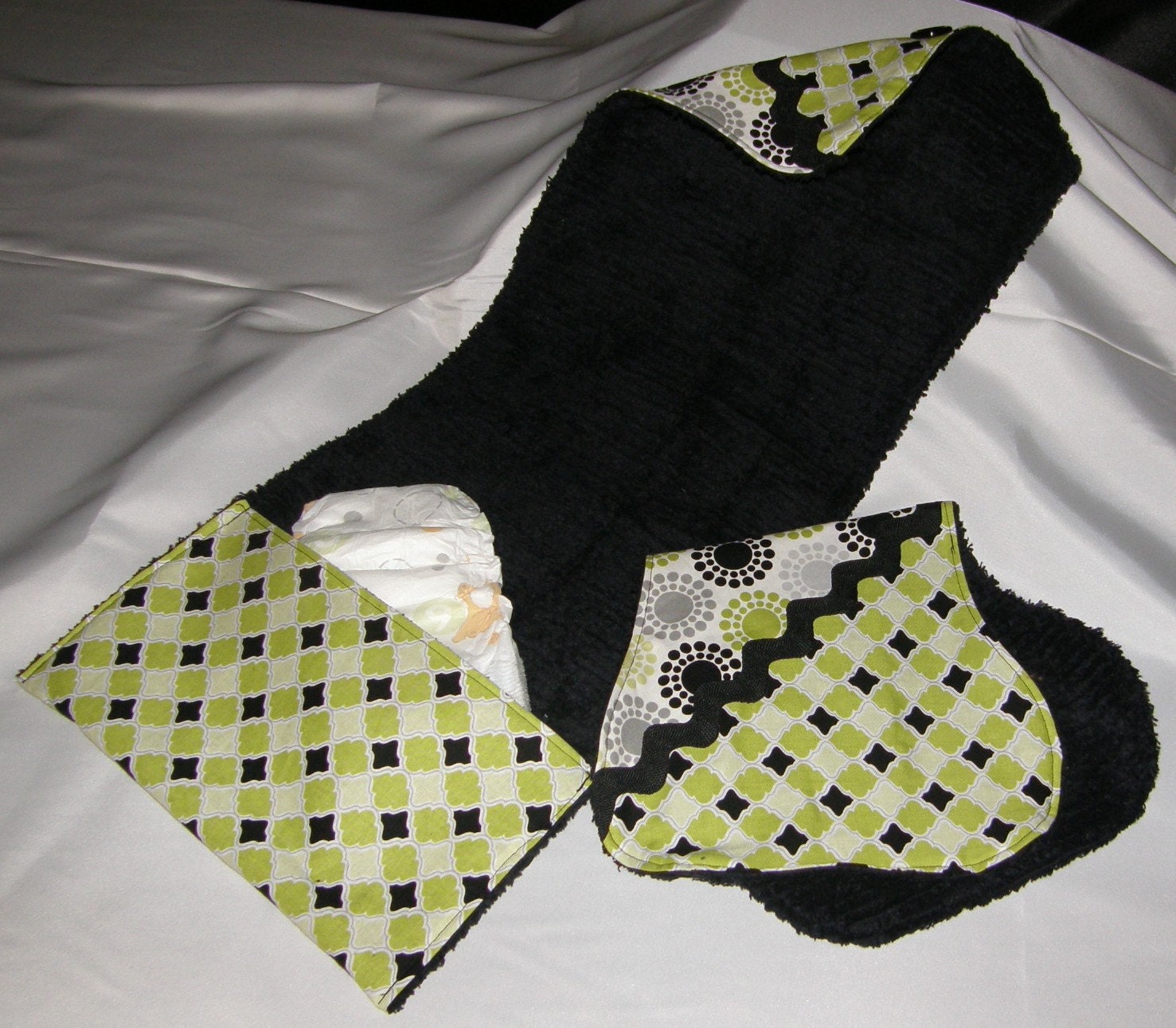Changing Pad / Burp Cloth Set - Green Lattic