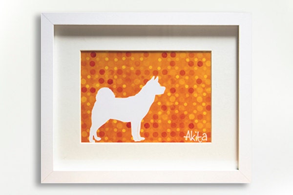 Modern Silhouette Akita Dog Print Design