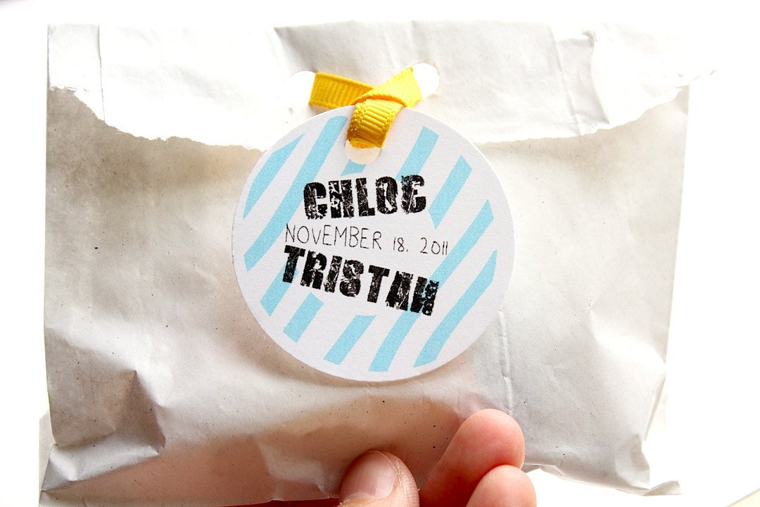 Candy Striped Wedding Favor Bags // Custom Colors Available //