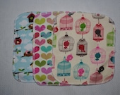Set of six cotton sherpa and flannel diaper wipes