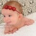 cate trio headband. vintage burgundy red dainty flower.