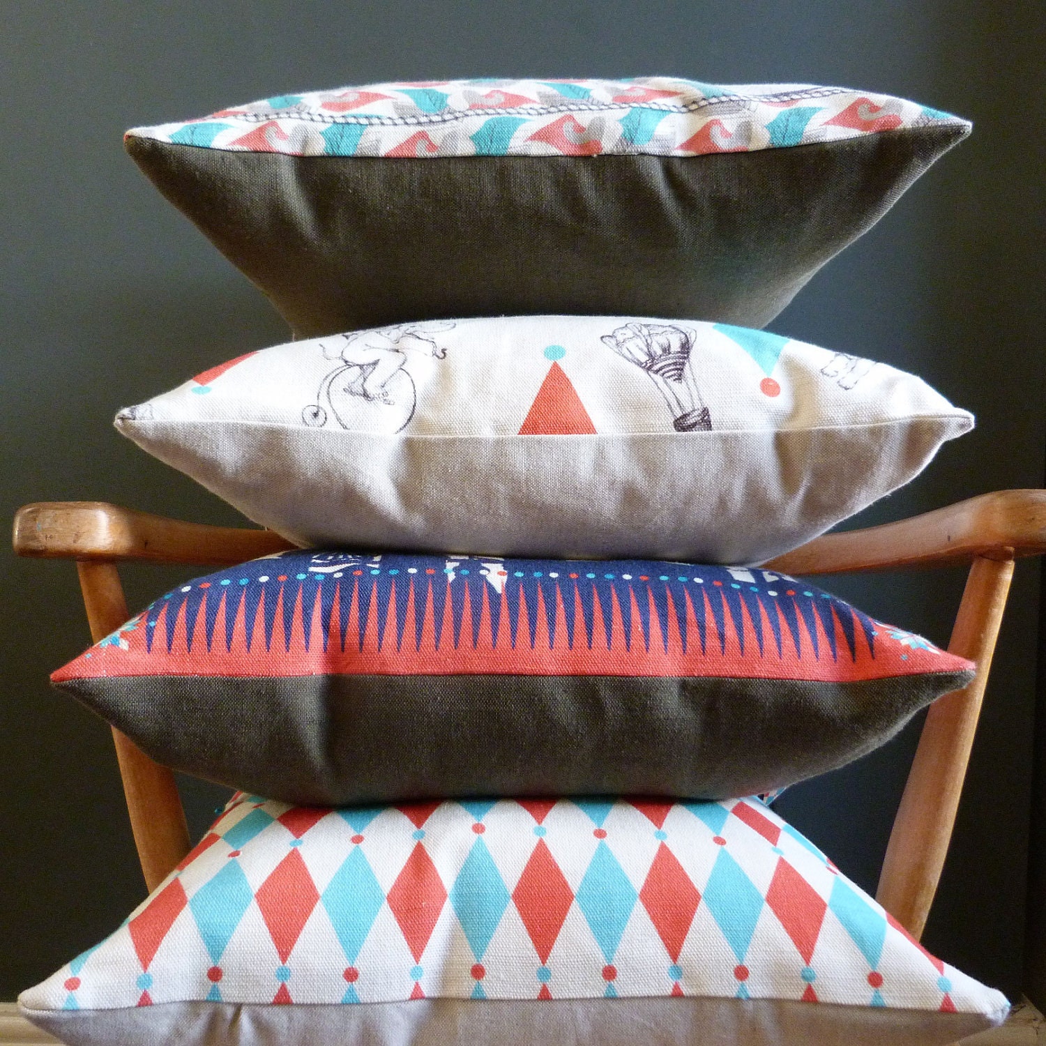 Cushion - Heidi LaLarge and the Flying Elephants - pillow - ORIGINAL PRINT