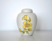 Porcelain vase handpainted yellow flowers urn