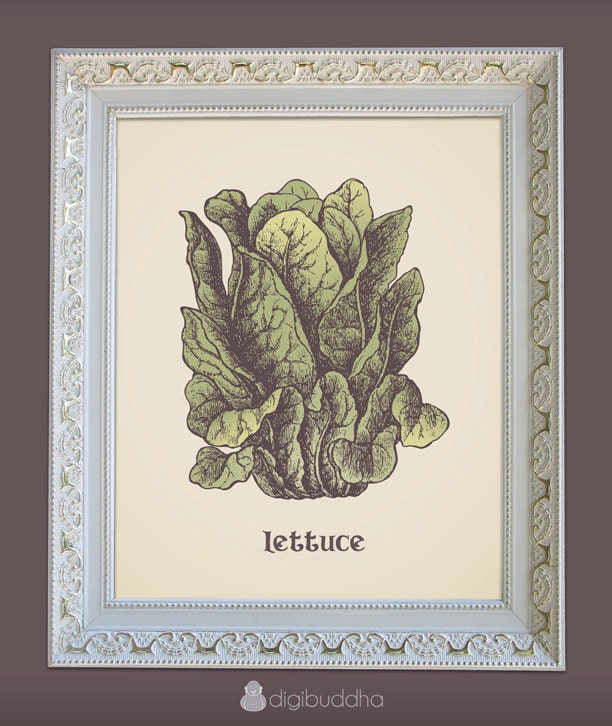 Lettuce Eat Better Feel Better Inspirational Rustic Wall Art Print Poster Home Decor 8x10 Food Vegetables Premium Print