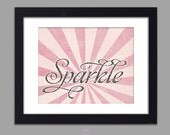 Sparkle Glitter Poster Girly Pink Sunburst Wall Art 11x14 Borderless Poster Wall Decor Premium Print