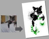 Your pet rocks - punk, street art, stencil art look custom pet portrait