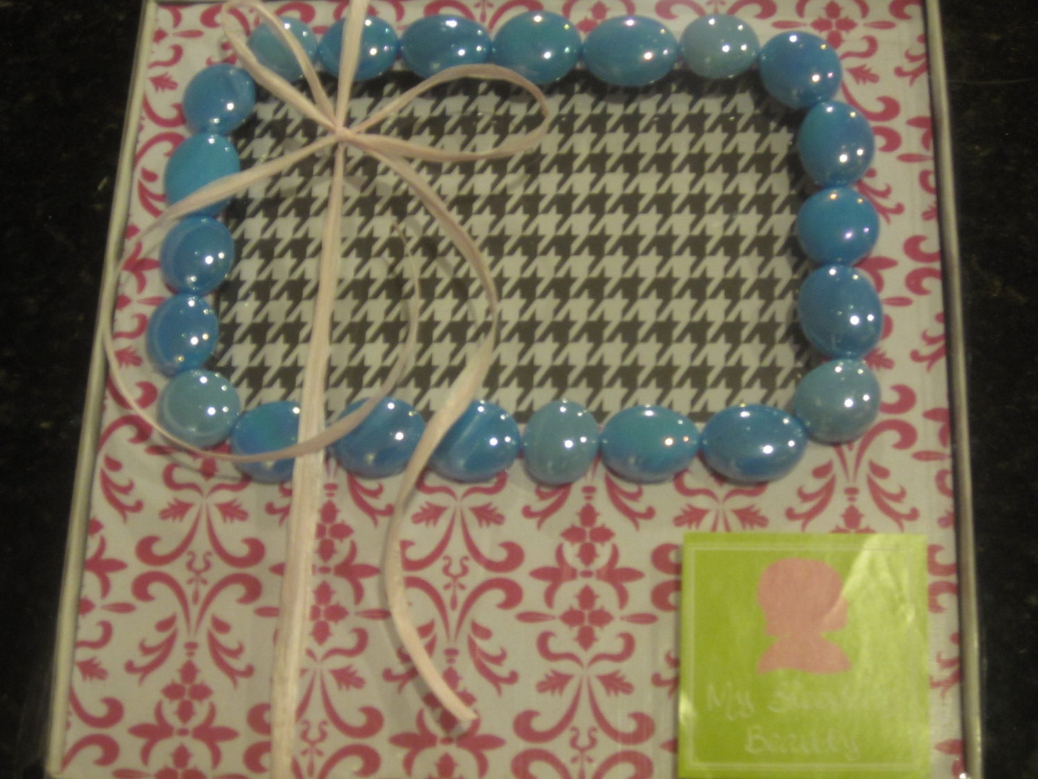 Embellished Pink Damask Frame