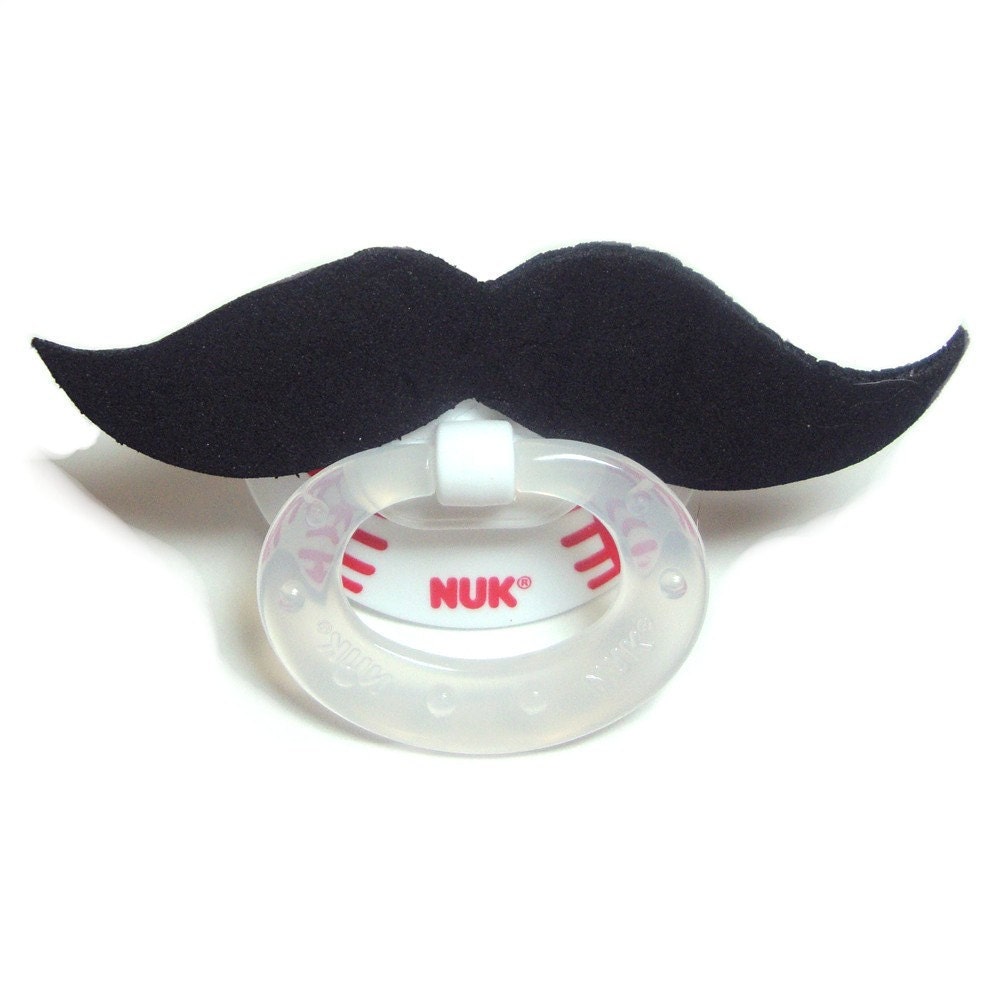 Black Mustache baseball pacifier 6 to 18 months