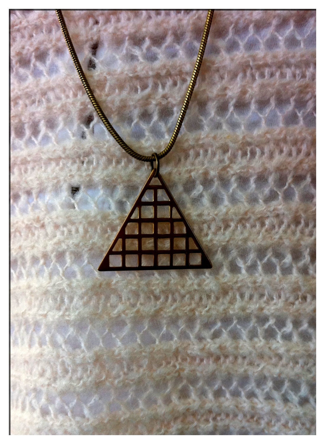 Brass Triangle Pendant on a Brass Snake Chain