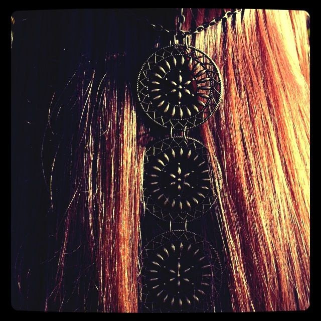 Brass Chain Headpiece with three brass filigree medallions.