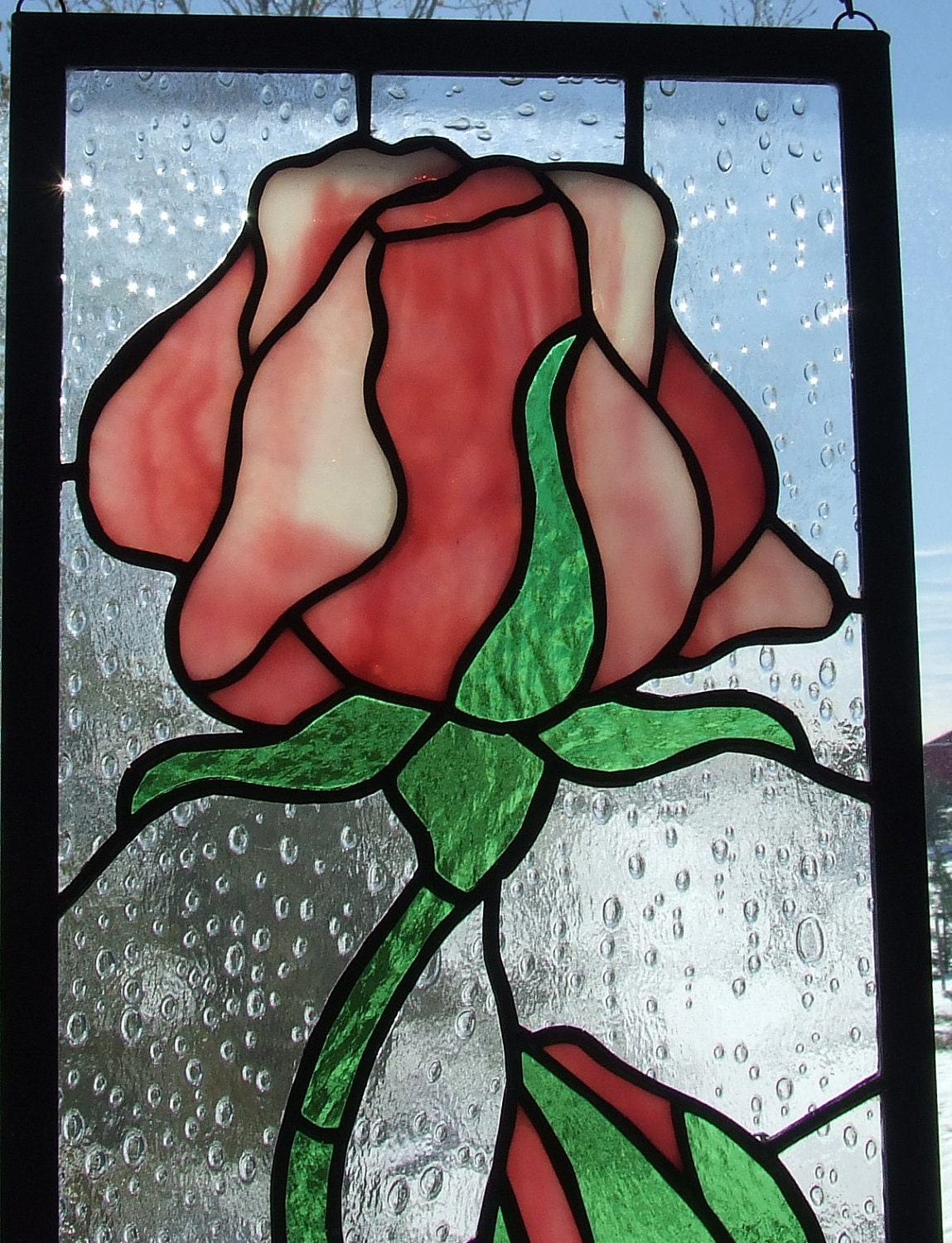 Stained Glass Rose Panel