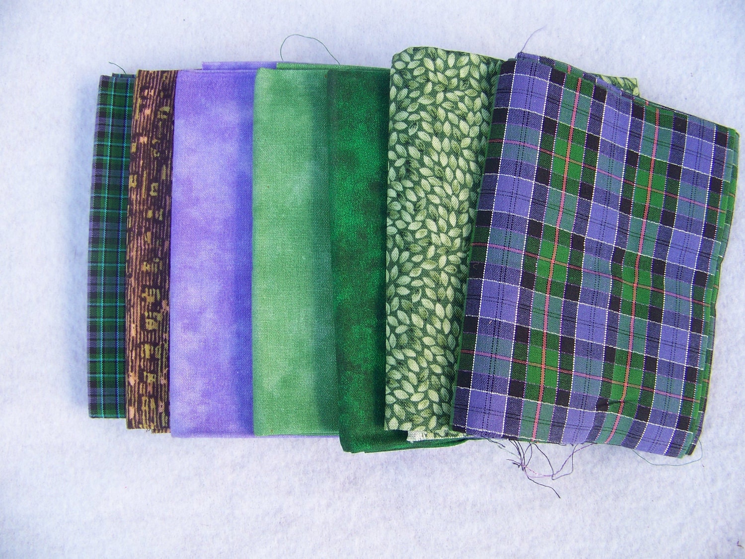 Fat Quarter Bundle Purple and Green Checks Plaids Tonals Landscape