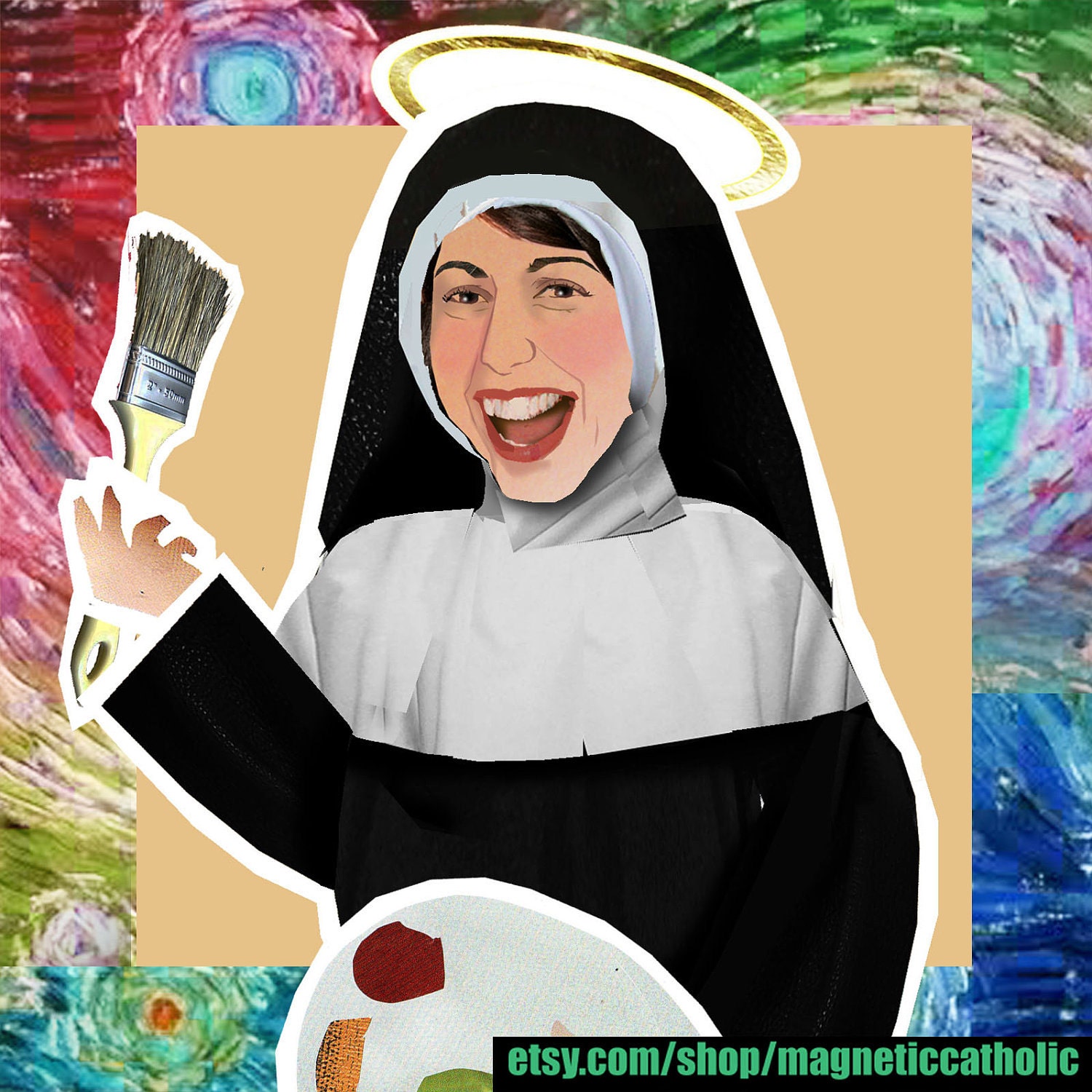 St Catherine of Bologna Patron Saint of Artists magnetic paper doll