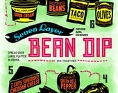 Illustrated Recipe - Seven Layer Bean Dip - 11"x14" Print