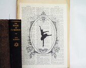 dictionary ballerina print, bookpage print, ballerina print, vintage bookpage print, vintage frame, dancer, book page, silhouette,8x10