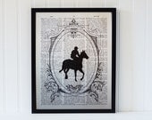horse dictionary art print book page vintage frame silhouette bookpage equestrian animal jockey