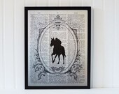 horse dictionary art print book page vintage frame silhouette bookpage equestrian animal jockey