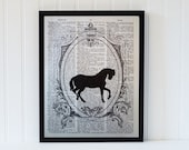 horse dictionary art print book page vintage frame silhouette bookpage equestrian animal jockey