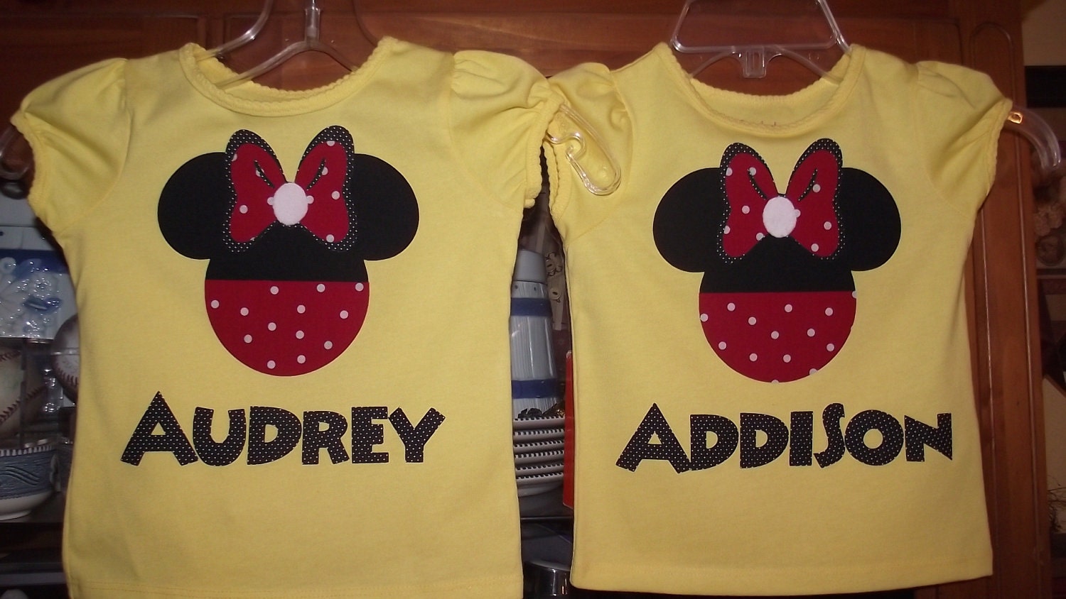 Minnie Mickey Mouse - Disney Birthday Party Family Custom T-Shirt Personalized Applique Head Tee Shirt Top Family