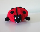 Crochet toy animal stuffed bug Squeaker  Lady Bug  - 10 inches size