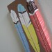3 Feathers Painted on Wood - Colorful Feathers on Pale Brown