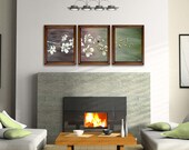 White Orchid Oil Painting floral modern decor still life flowers landscape triptych 33x14 CANVAS PRINT of original by Heather Wallace