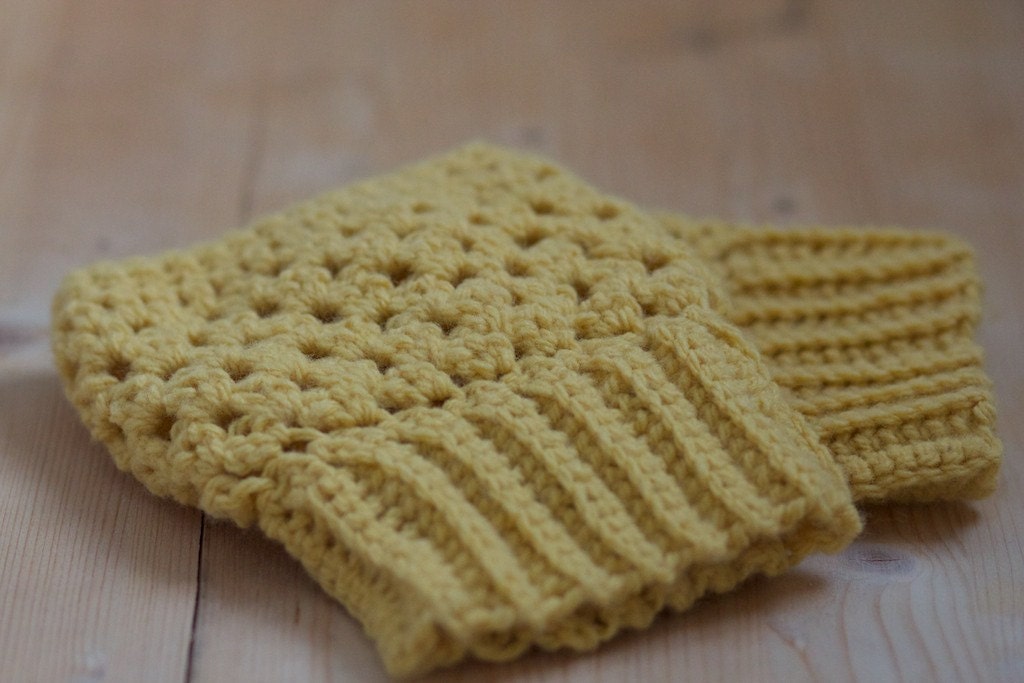 Crochet Boot Cuffs in Mustard Yellow