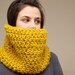 Chunky Crochet Cowl Snood in Mustard Yellow