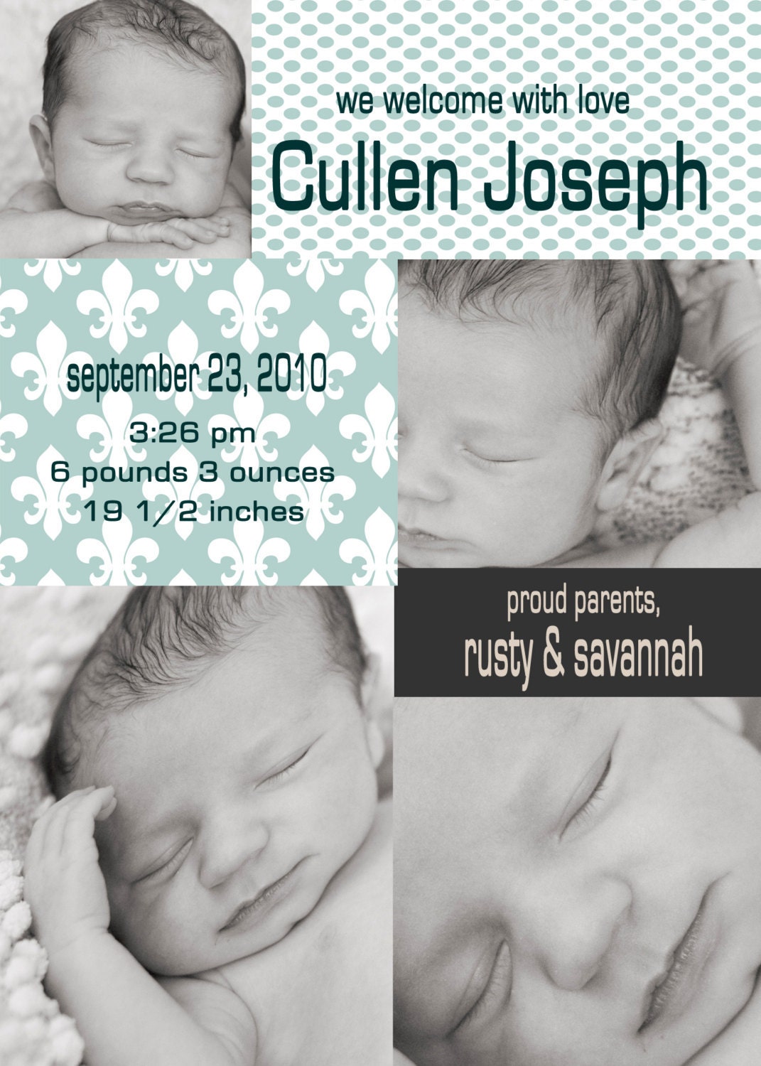 Fleur de Leis Custom Digital Birth Announcement for Boy or Girl Il_170x135