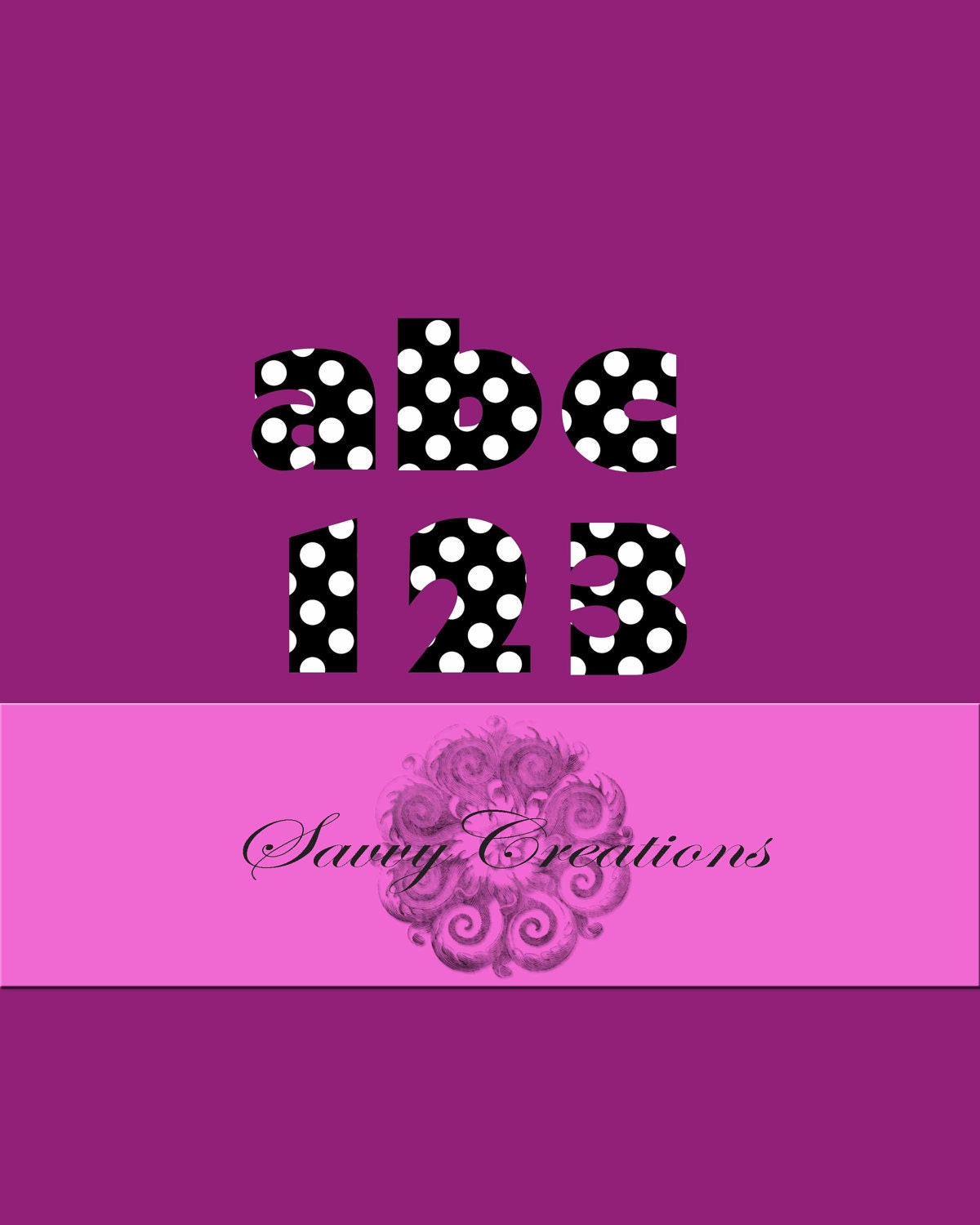 Digital Scrapbooking Letters and Numbers-White Polka Dots on Black Il_170x135