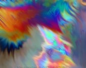 NEON RAIN Abstract Modern Print  8x10 Colorful Digital Art by K Graham Yellow Red Black Blue Green Turquoise Rainbow