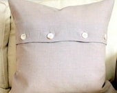 20 x 20 Decorative Pillow Cover Flax Linen Vintage button closure