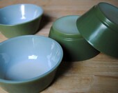 Set of avocado green Fire King mini bowls (4)