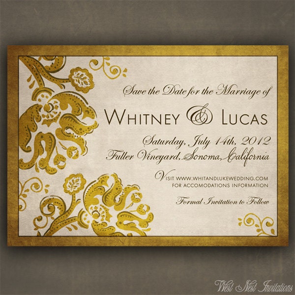 No.52 Aged Floral Save the Date, Shower, Wedding invitation- Digital File