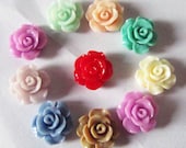 20pcs Chrysanthemum Flowers - Mixed Colors of Beautiful Resin Rose Bobby Pin Charms 13mm U121