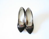 Jacqueline Designer Originals Chocolate Brown Velvet Pumps Stillettos 1950s Size 65 or 7