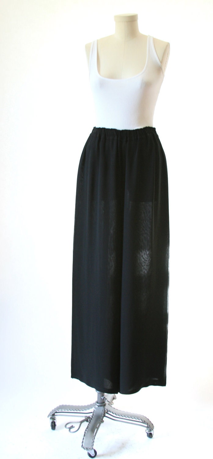 Anne Sannes - Black Sheer Harem Pants Palazzo culottes - Size Small/Med