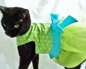 CoolCats Easter Lime Green and Turquoise Polka Dot Cat Tutu Dress
