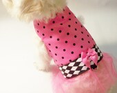 RockinDogs Pink and Black Polkadot Dog Tutu Dress