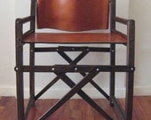 DIRECTORS CHAIR- beautiful folding, saddle leather & hand carved wood chair-CUSTOMIZE