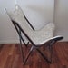 Tripo Butterfly Chair - White Cowhide Patchwork Leather Cover - Wood Folding Frame