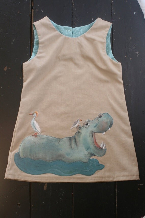 I get by with a little help from my friends... Hand painted hippopotamus and sandpiper jumper