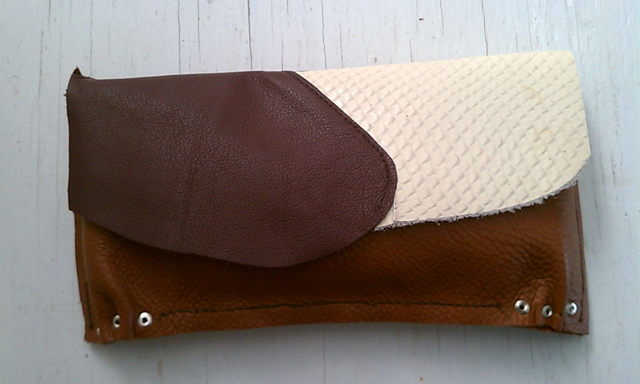Rustic Leather Clutch Bag Purse OOAK One Of A Kind Woodland II