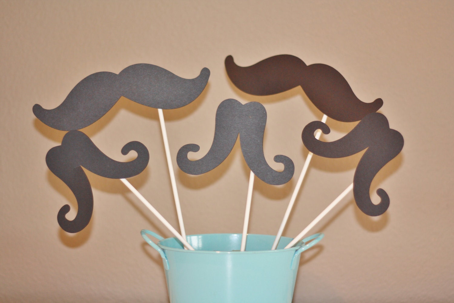 Set of 8 Mustaches on a Stick - Photo Booth Mask Prop Set for Birthday Parties, Baby Showers or Wedding Parties - Free Ship Over 60.00