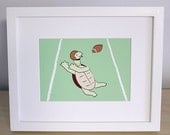 Football Baby Boy Nursery Art -Turtle Kids Wall Art (5x7)