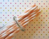 Orange Striped Straws (30) - Paper Straws With Printable Flag Pennants