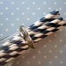 Navy Blue Striped Straws (30) - Paper Straws With Printable Flag Pennants - SALE - SAVE 15%