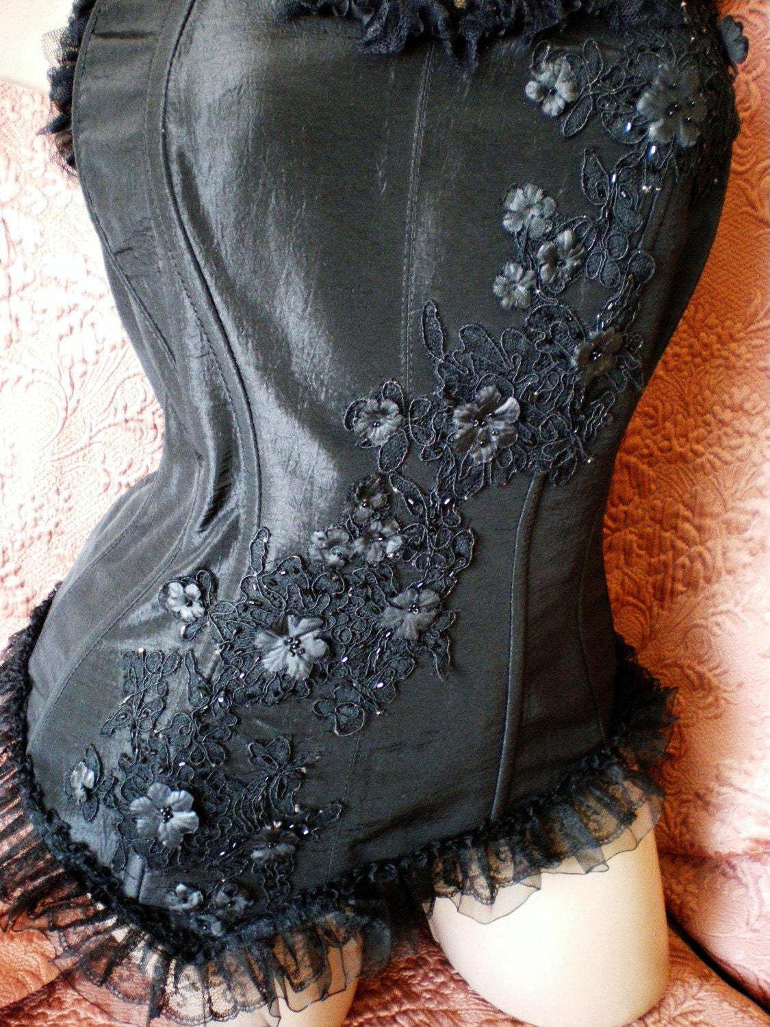 Black bustier size XL with  lace