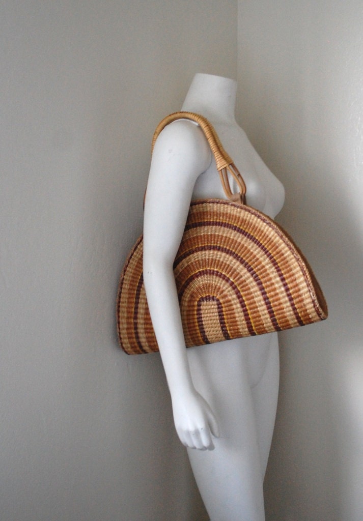 Vintage 70s Woven Sunshine Beach Bag