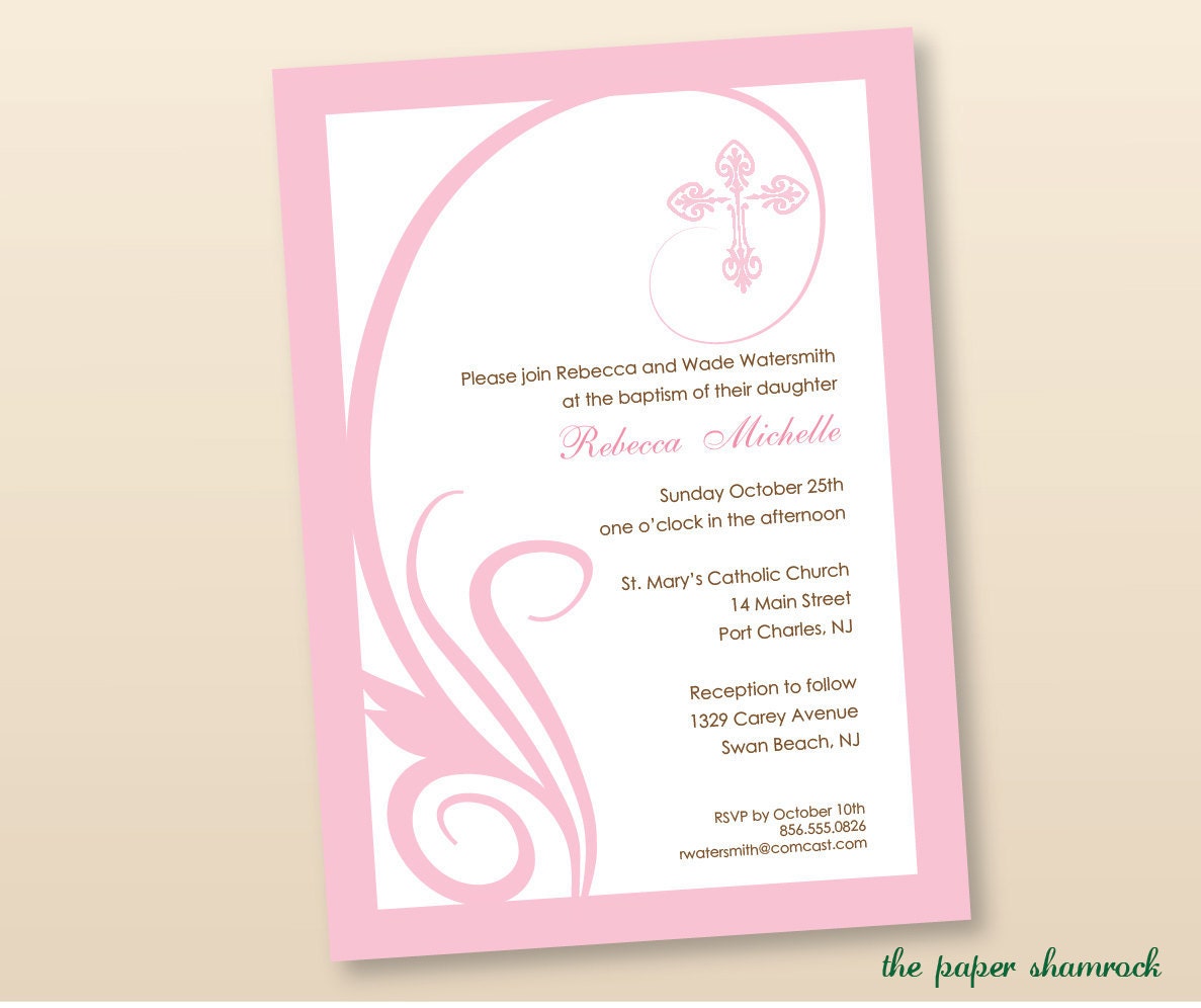 Swirl, First Communion Invitations, Baptism Invitations, Christening Invitations Il_570xn
